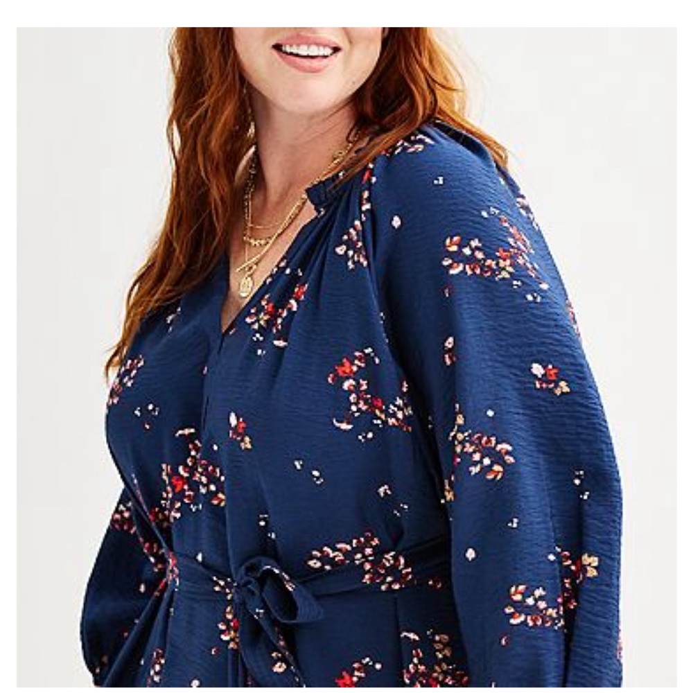 Sonoma Blue Floral Lightweight Long Sleeve Dress Formal Casual Party Wedding